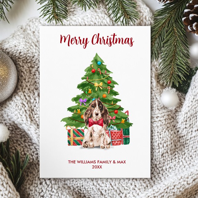 Personalized Spaniel Dog Family Christmas Holiday Card (Creator Uploaded)