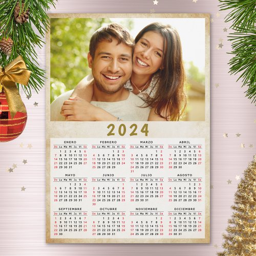 Personalized Spanish Calendar 2024 Photo Magnet
