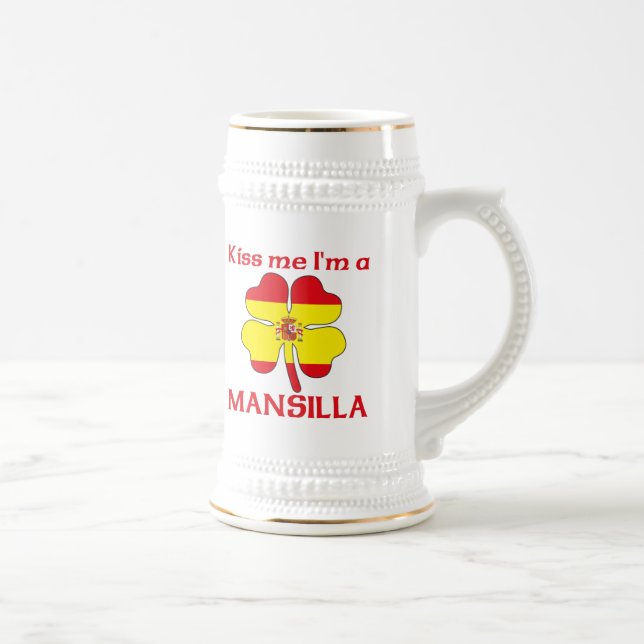 Personalized Spanish Kiss Me I'm Mansilla Beer Stein (Right)