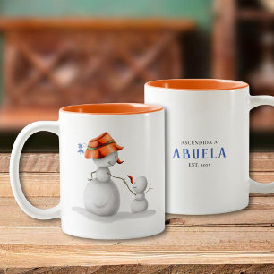 Personalized Spanish Snowman Promoted to Grandma Two-Tone Coffee Mug
