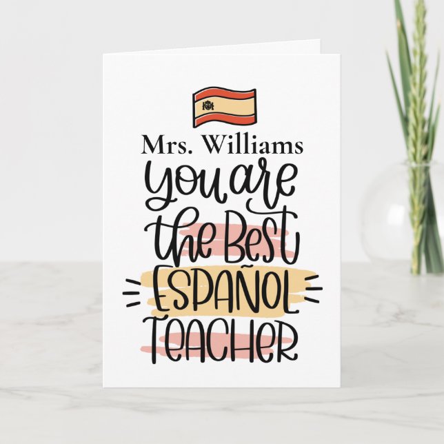 Personalized Spanish Teacher Thank You Card (Front)