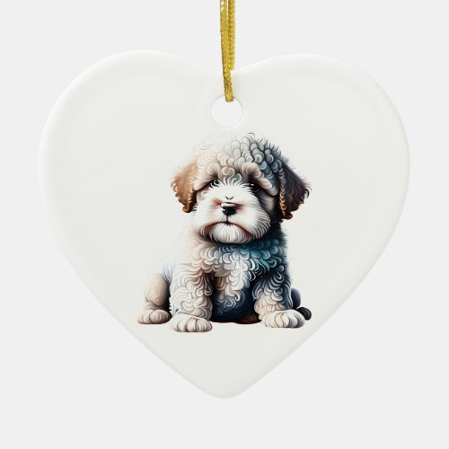Personalized Spanish Water Dog Puppy Ceramic Ornament