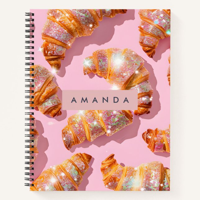 Personalized Sparkle Croissant Style Notebook (Front)