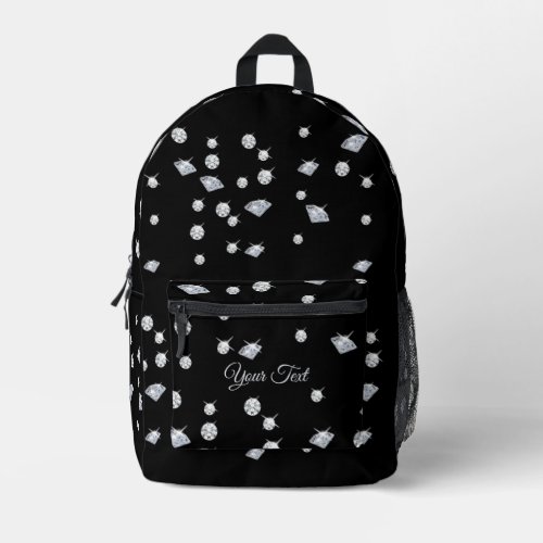 Personalized Sparkle Diamonds Custom Name Printed Backpack