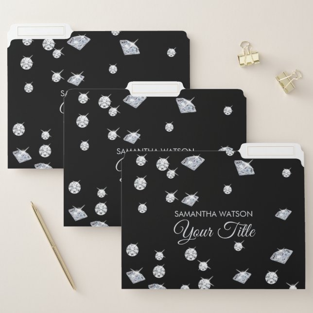 Personalized Sparkle Diamonds File Folder (Set)