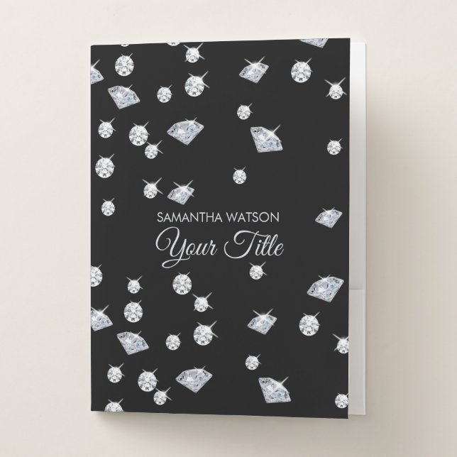 Personalized Sparkle Diamonds Pocket Folder (Front)
