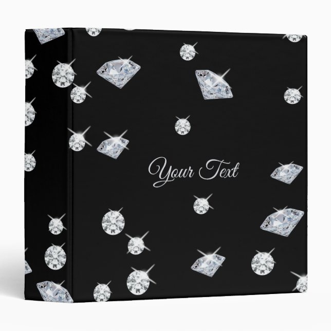 Personalized Sparkle Diamonds School 3 Ring Binder (Front/Spine)
