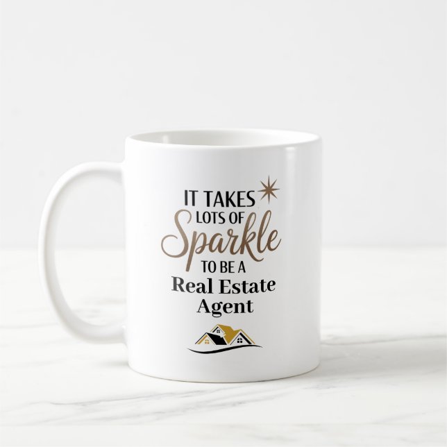 Personalized Sparkle Real Estate Agent Coffee Mug (Left)