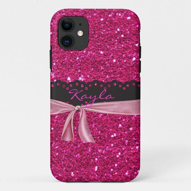 Personalized Sparkled PINK I phone 5 Case (Back)