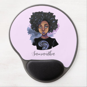 Personalized Sparkling African American Woman Gel Mouse Pad