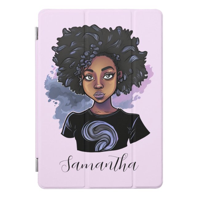 Personalized Sparkling African American Woman iPad Pro Cover (Front)