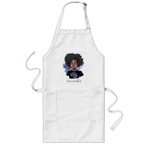 Personalized Sparkling African American Woman Long Apron