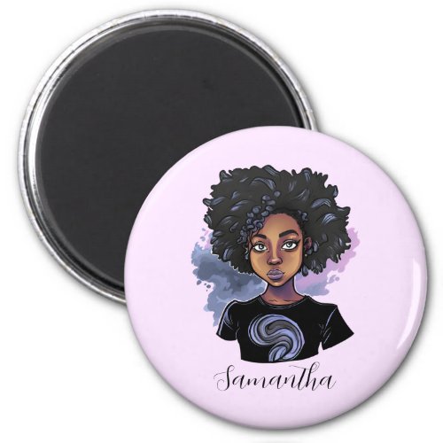 Personalized Sparkling African American Woman Magnet