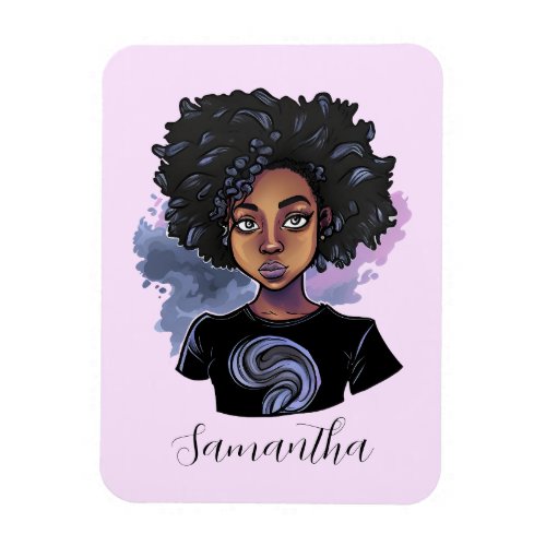 Personalized Sparkling African American Woman Magnet