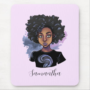 Personalized Sparkling African American Woman Mouse Pad