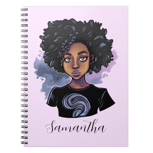 Personalized Sparkling African American Woman Notebook