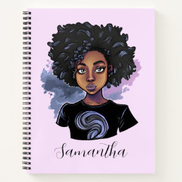Personalized Sparkling African American Woman Notebook