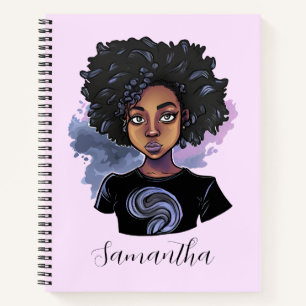 Personalized Sparkling African American Woman Notebook