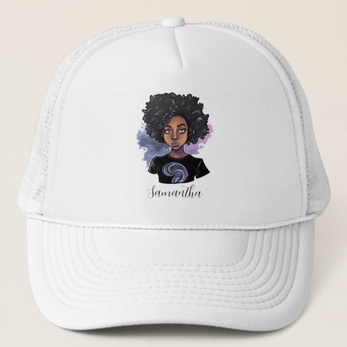 Personalized Sparkling African American Woman Trucker Hat
