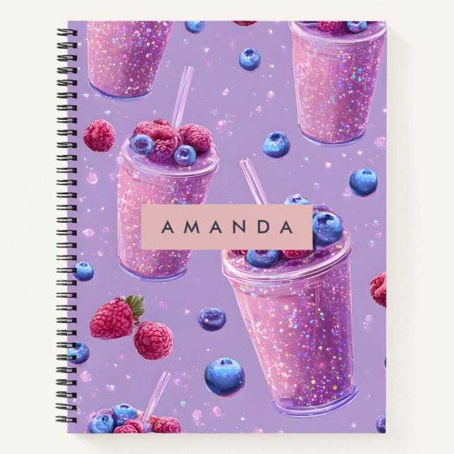 Personalized Sparkling Berry Bliss Purple Smoothie Notebook (Front)