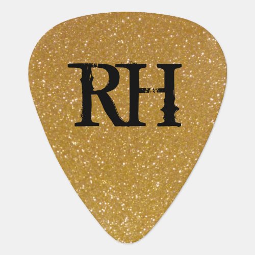 Personalized sparkling gold glitter guitar pick
