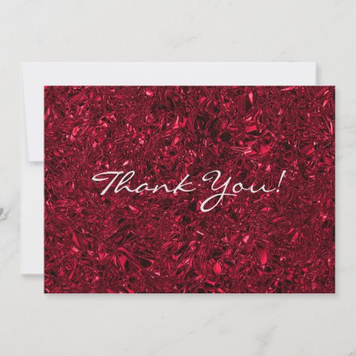 Personalized sparkling red crushed foil thank you card