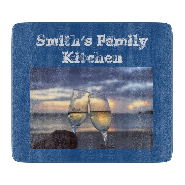 Personalized Sparkling wine Glasses Cheers Cutting Board (Front)