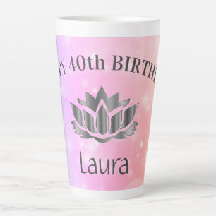 Personalized Sparkly 40th Birthday Card Latte Mug