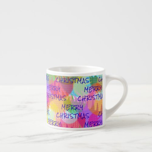 PERSONALIZED SPARKLY COLOURED MERRY CHRISTMAS ESPRESSO CUP