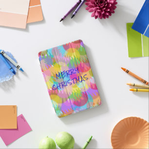 PERSONALIZED SPARKLY COLOURED MERRY CHRISTMAS iPad MINI COVER