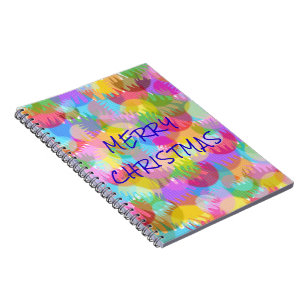 PERSONALIZED SPARKLY COLOURED MERRY CHRISTMAS NOTEBOOK