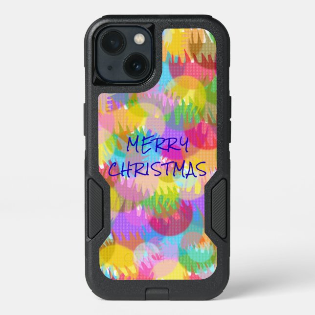 PERSONALIZED SPARKLY COLOURED MERRY CHRISTMAS OTTERBOX iPhone CASE (Back)