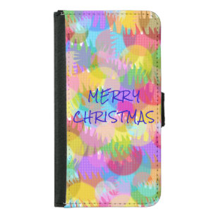 PERSONALIZED SPARKLY COLOURED MERRY CHRISTMAS  SAMSUNG GALAXY S5 WALLET CASE