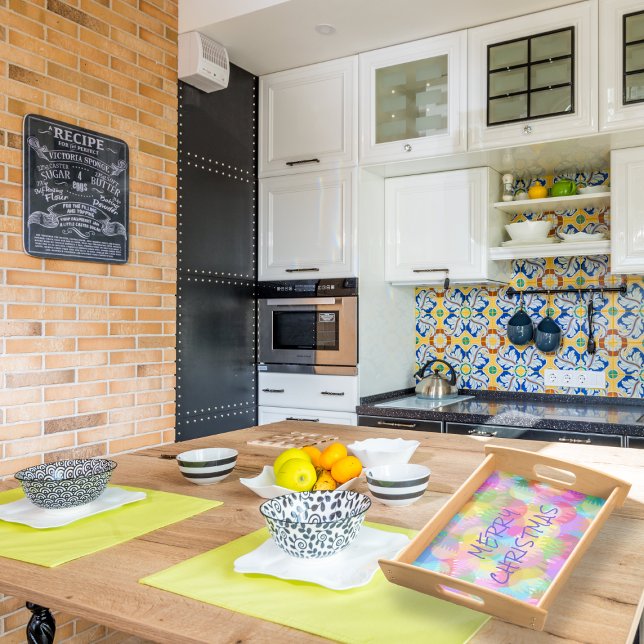 PERSONALIZED SPARKLY COLOURED MERRY CHRISTMAS SERVING TRAY (Creator Uploaded)