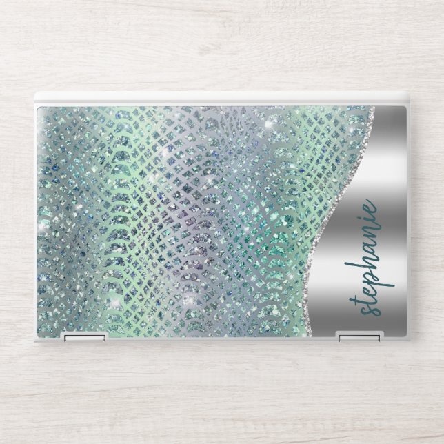 Personalized Sparkly Diamond Snakeskin HP Laptop Skin (Front)
