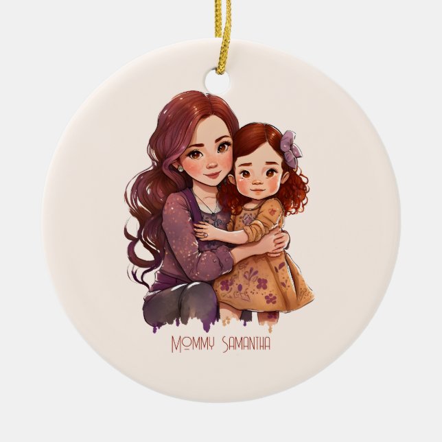 Personalized Sparkly Mother and Daughter Ceramic Ornament (Front)
