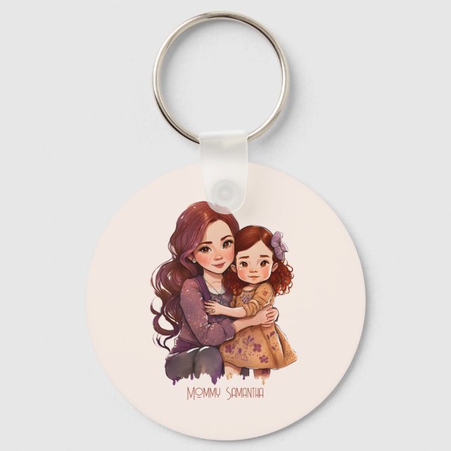 Personalized Sparkly Mother and Daughter Keychain (Front)