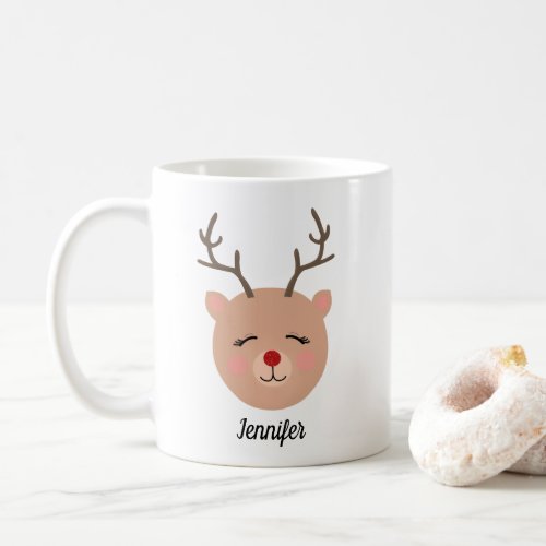 Personalized Sparkly Red_Nosed Reindeer Mug