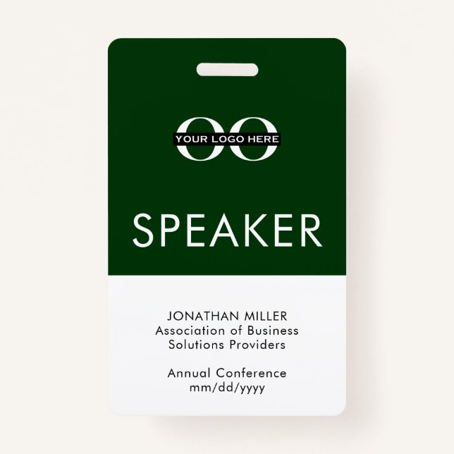 Personalized Speaker Badge Custom Text Logo (Front)