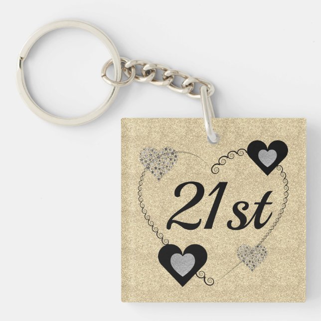 Personalized special birthday key ring 21st (Front)