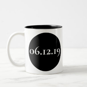 Personalized Special Date Black And White Two-Tone Coffee Mug
