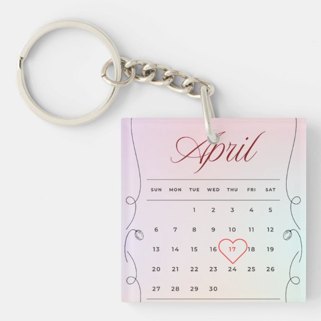 Personalized Special Date Remembrance Keychain (Front)