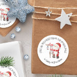 Personalized Special Delivery from North Pole Classic Round Sticker<br><div class="desc">Personalized Christmas stickers for kids with cute watercolor illustration of Santa and Reindeer. The wording is fully editable and lettered in whimsical typography. It currently reads "special delivery from the north pole .. to [name] from Santa". Please browse my store for coordinating gift wrap and tags.</div>