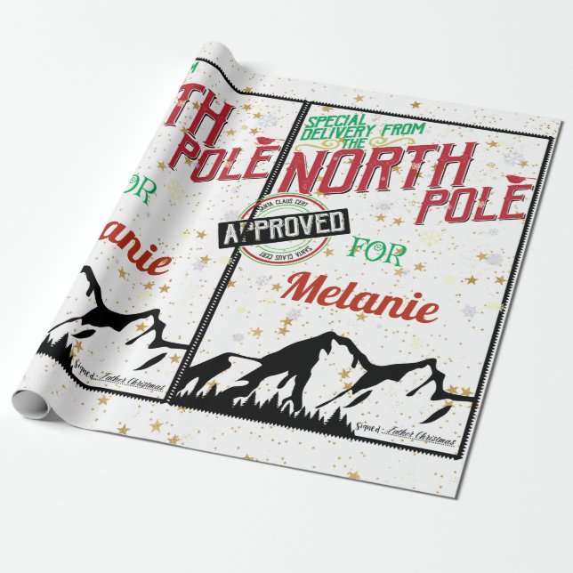 Personalized Special Delivery From The North Pole Wrapping Paper (Unrolled)