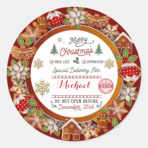 Personalized Special Delivery North Pole Santa Classic Round Sticker