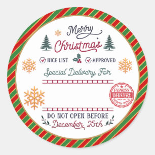 Personalized Special Delivery North Pole Santa Classic Round Sticker