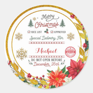 Personalized Special Delivery North Pole Santa Classic Round Sticker