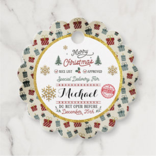 Personalized Special Delivery North Pole Santa Favor Tags