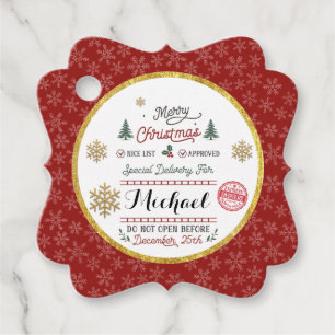 Personalized Special Delivery North Pole Santa Favor Tags