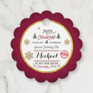 Personalized Special Delivery North Pole Santa Favor Tags